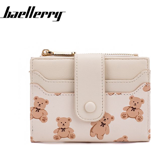 Women's Wallet Short Baellerry Bear Printed Zipper Coin Purse Fashion Buckle Wallet-image