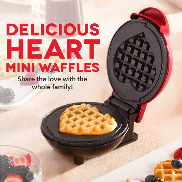 Heart-Shaped Waffle Maker, Portable Mini Sandwich And Panini Press For Breakfast, Compact Design For Light Meals, Heart Pattern
