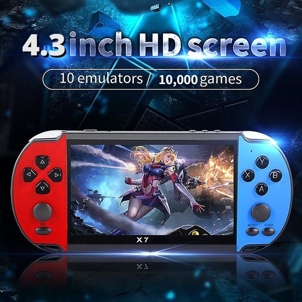 X7 4.3 Inch Hd Large 8G Screen Classic Retro Console Built-In Games Mini Handheld MP5 Video Game-image