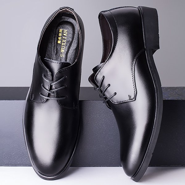 British Best Man, Black Groom, Business Suit, Winter Plush Casual Leather Shoes, Men's Wedding Shoes-image