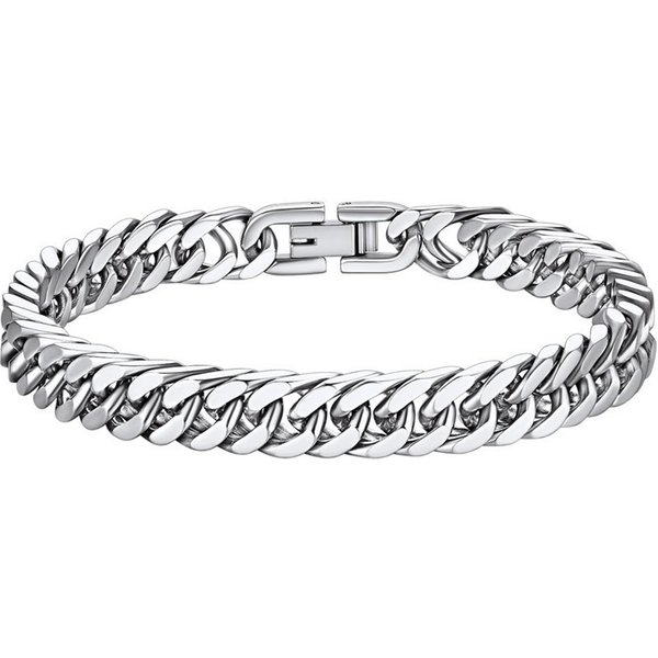 Titanium Steel Four Sided Grinding Double Woven Bracelet Hip Hop Trend All Match Men And Women Simple Cuban Bracelet Jewelry Buckle Bracelet-image