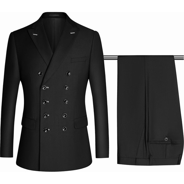 Men's Suit Professional Business Casual Suit Foreign Trade Fashion Double Row Dark Blue Black Gray Slim Suit-image