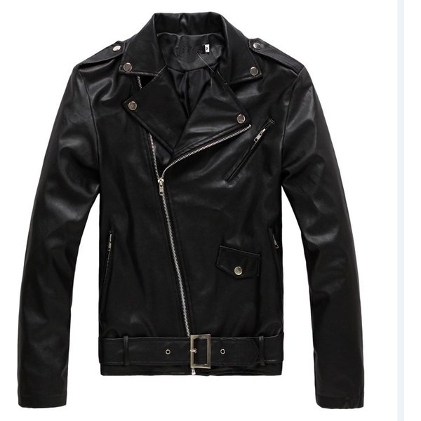 Men's Clothing Leather Jackets Slim Motorcycle Pu Washed Leather Jackets Men's Coats-image
