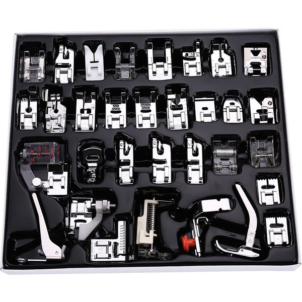 32pcs/Set Sewing Machine Presser Foot For Brother Singer Kit Braiding Blind OverLock Zipper Ruler Parts With Box