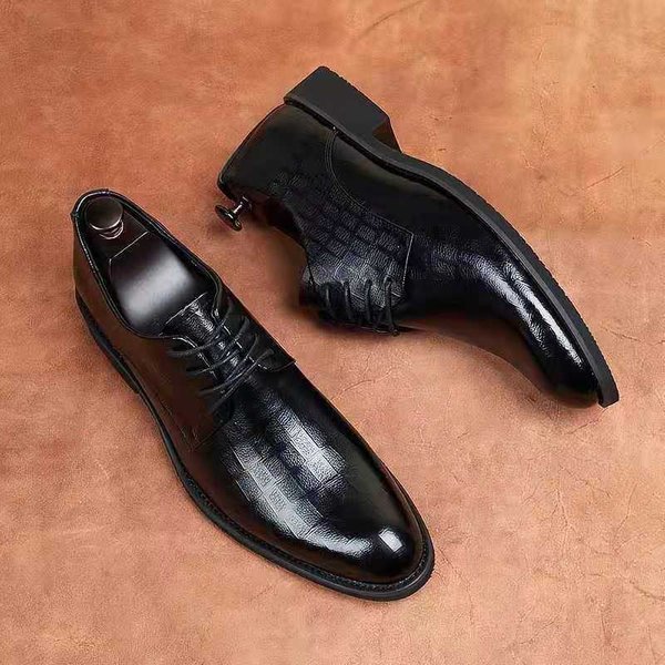 Men Wedding Leather Business Men's Dress Pointed Casual Youth British Style Inner Heightening Spring New Arrivals Shoes-image