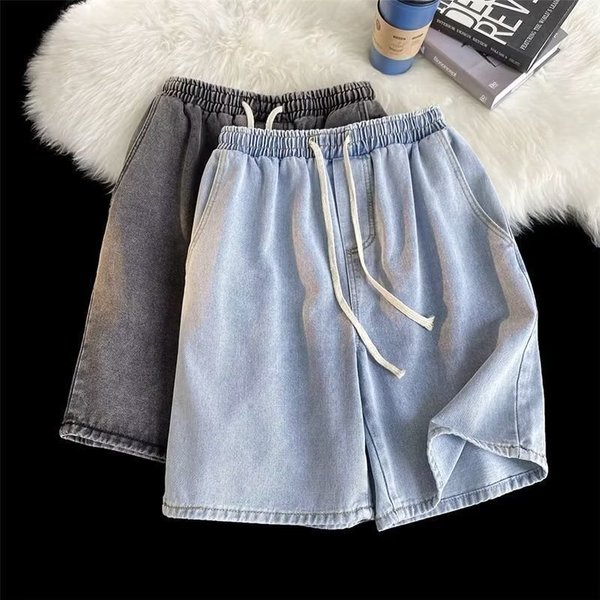 Men's Clothing Summer Elastic Waist Jeans Men's Shorts Trendy Loose Casual American Style Handsome Five Points Wholesale Cross Border Foreign Trade-image