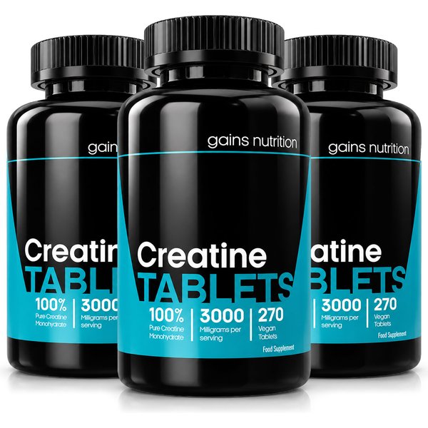 Creatine Monohydrate Tablets | 3000mg Per Serving | 3 Pack Bundle