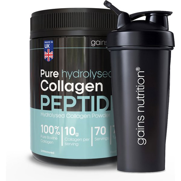 Bovine Collagen Peptides Powder | 700g | + 600ml Shaker Black