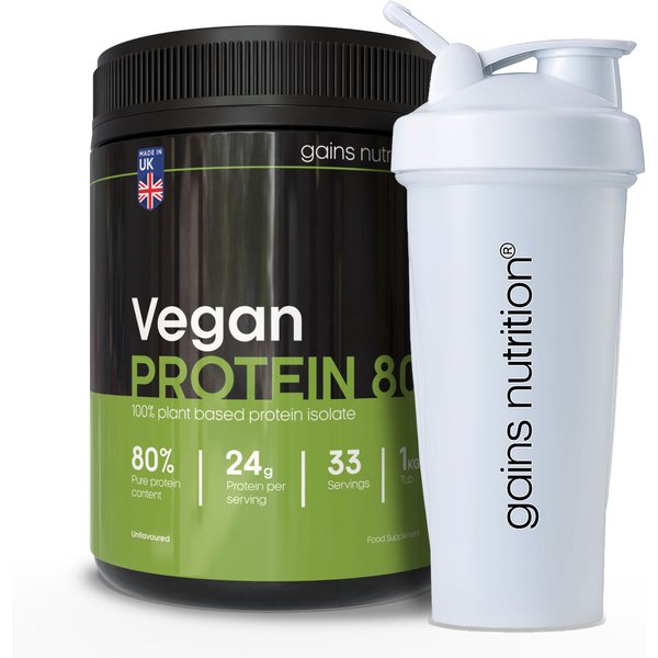 Vegan Protein 80 | 1KG Tub | + 600ml Shaker White