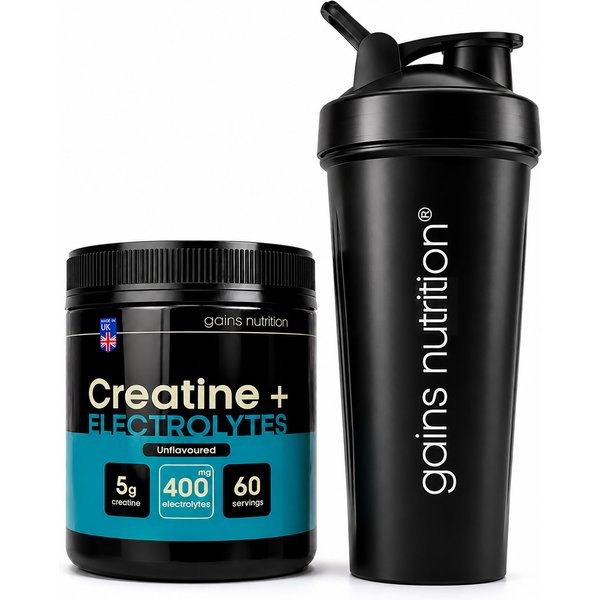 Creatine + Electrolytes Powder + 600ml Shaker Black