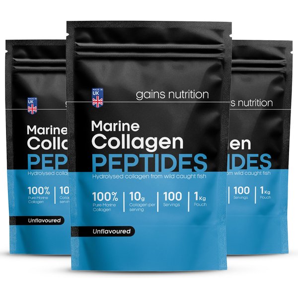 Marine Collagen Peptides Powder | 1KG | Unflavoured | 3 Pack Bundle