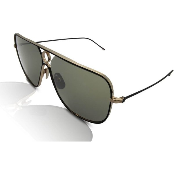 Thom Browne TBS114 Sunglasses 02 White Gold/Black Iron/Grey