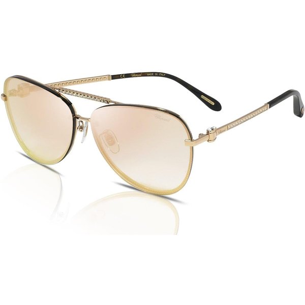 Chopard SCHF10S Women's Sunglasses 08FC Shiny Copper Gold/Smoke Gradient with Rose Gold Mirror