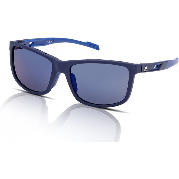 Adidas Sport ACTV Classic SP0047 Men's Sunglasses 91X Matte Blue/Blue Mirror