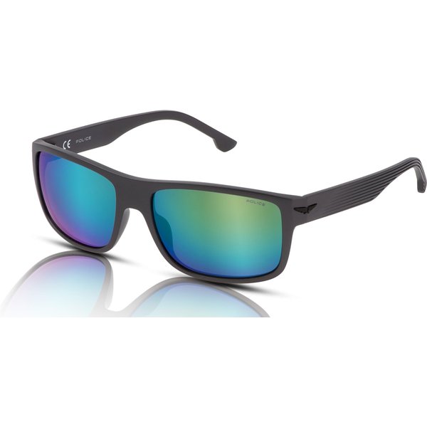Police Tailwind 4 SPLB39E Men's Sunglasses T17P Matte Pearl Dark Grey/Smoke Multilayer Green