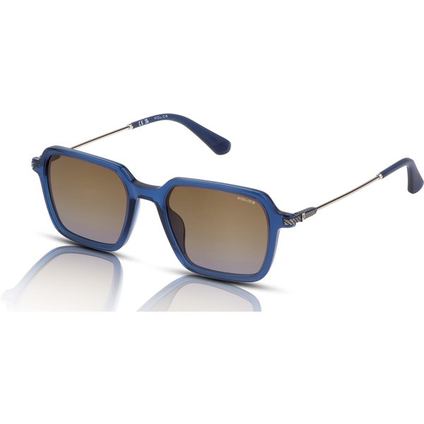 Police Octane 7 SPLL10 Men's Sunglasses 0892 Shiny Transparent Blue/Brown Gradient Blue