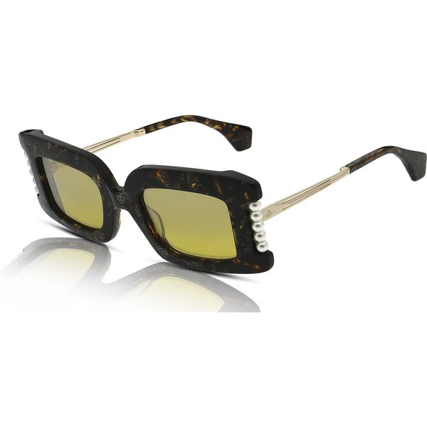 Vivienne Westwood Judy VW5056 Sunglasses 103 Tortoise With Gold Glitter/Yellow Gradient