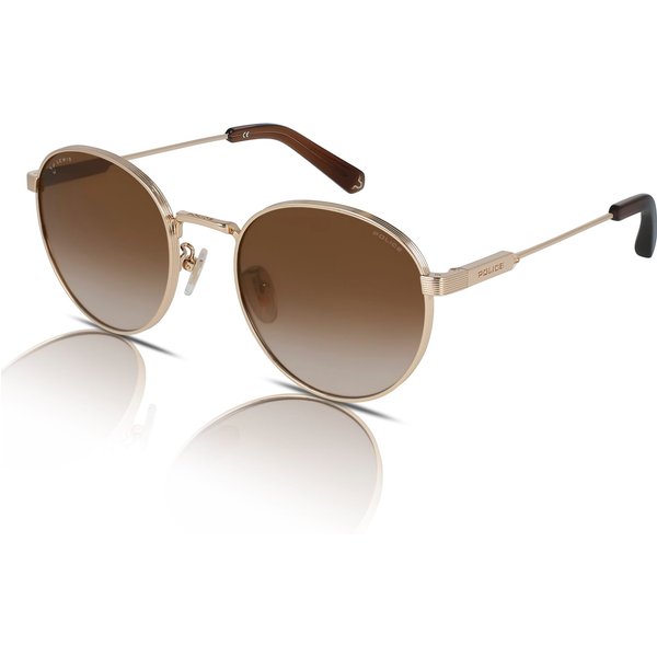 Police Lewis Hamilton Lewis 01 SPLA22 Men's Sunglasses 300G Shiny Rose Gold/Brown Gradient Mirror Gold