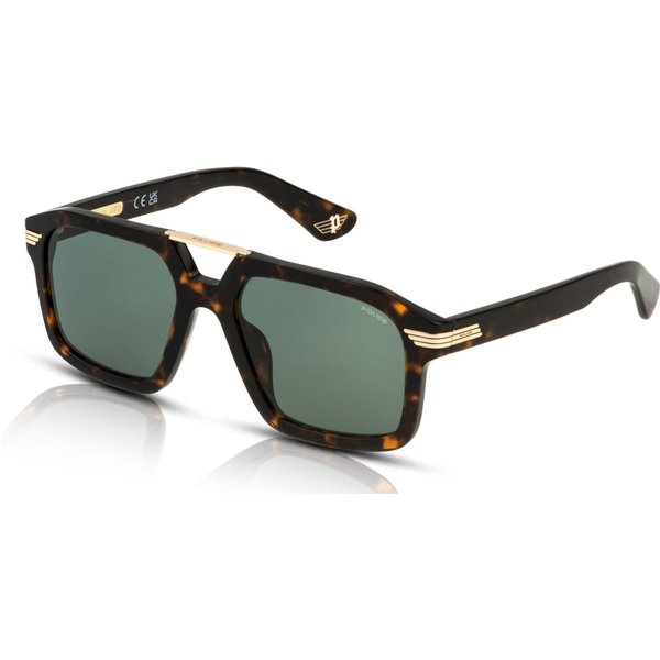 Police Forty 1 SPLP28 Men's Sunglasses 0722 Shiny Dark Havana/Grey-Green
