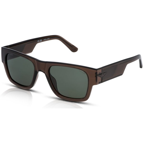 Police Ocean Maxi 1 SPLP23 Men's Sunglasses M82P Shiny Transparent Dove Grey/Grey-Green