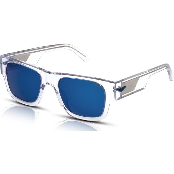 Police Ocean Maxi 1 SPLP23 Men's Sunglasses P79P Shiny Crystal/Smoke-Blue Mirror