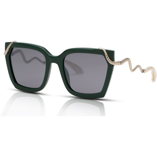 Roberto Cavalli SRC034M Women's Sunglasses D80X Shiny Full Turquoise/Smoke Mirror Silver