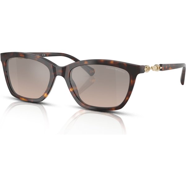 Emporio Armani EA4238 Women's Sunglasses 50266I Shiny Havana/Brown Grad Grey Mirror Silver