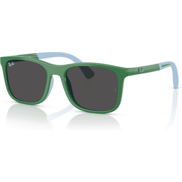 Ray-Ban Junior RJ9084S Sunglasses 718887 Green On Rubber Light Blue/Dark Grey