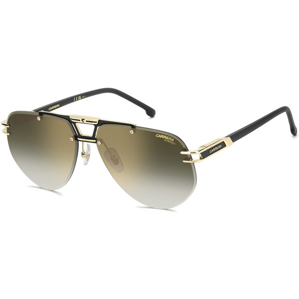 Carrera 1087/S Men's Sunglasses I46/D6 Matte Black Gold/Green Shaded Gold Mirror Antirefex