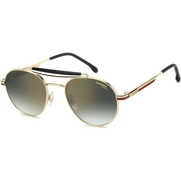 Carrera 381/S Men's Sunglasses W3J/D6 Gold Striped Red/Green Shaded Gold Mirror Antirefex