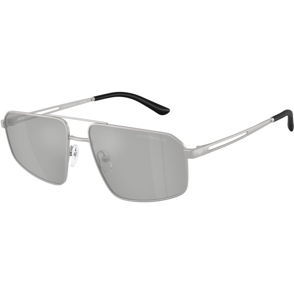Emporio Armani EA2173 Men's Sunglasses 30458V Matte Silver/Clear Mirror Silver