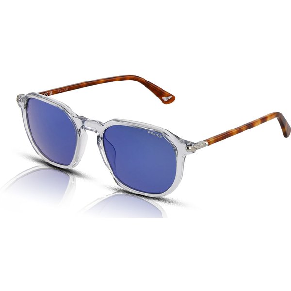 Police Roadie 8 SPLU69 Men's Sunglasses 71MB Grey Azure/Smoke Mirror Blue