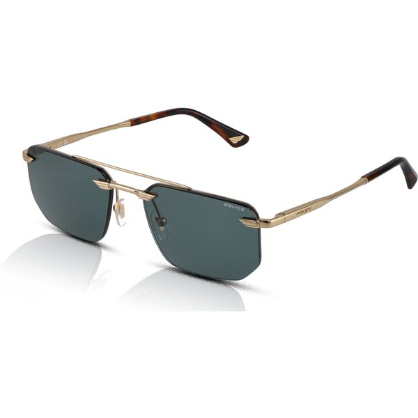 Police Overfly 2 SPLU76 Men's Sunglasses 0300 Shiny Rose Gold/Green