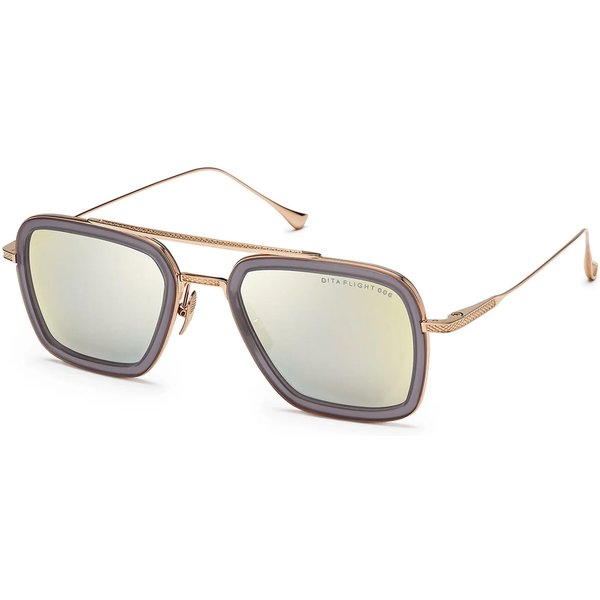 Dita Flight.006 Sunglasses 7806-C GRY-GLD-52-Z Matte Grey Crystal/12K Gold/Grey with Milky Gold Flash