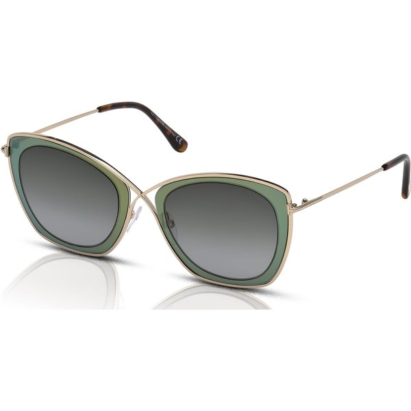 Tom Ford India-02 FT0605 Women's Sunglasses 20B Translucent Green-Gold/Grey Gradient