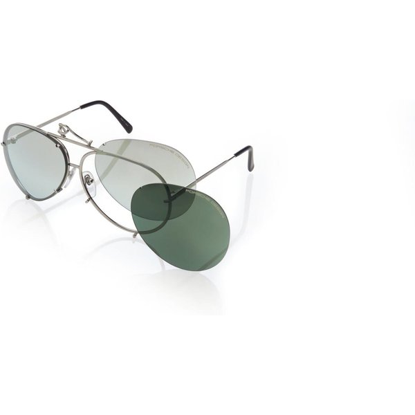 Porsche Design P8478 Iconic Aviator Sunglasses B Titanium/Smoke Silver Mirror 66mm