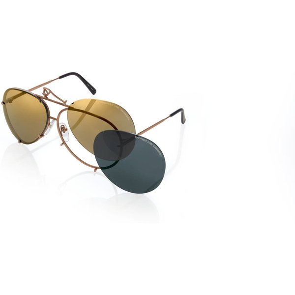 Porsche Design P8478 Iconic Aviator Sunglasses E Copper/Brown Gold Mirror 63mm