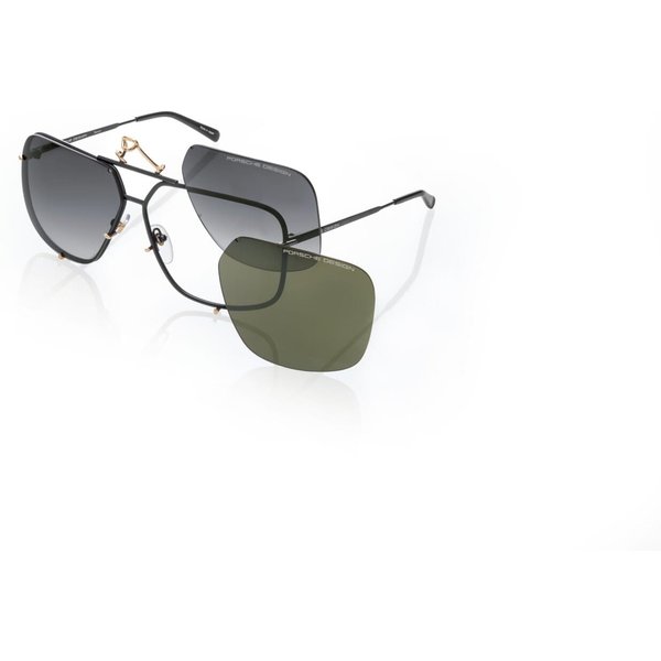 Porsche Design P8928 Squared Aviator Sunglasses D Black Gold/Smoke Gradient 65mm