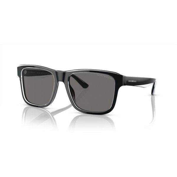 Emporio Armani EA4208 Men's Sunglasses 605187 Shiny Black/Top Crystal/Dark Grey Polarised