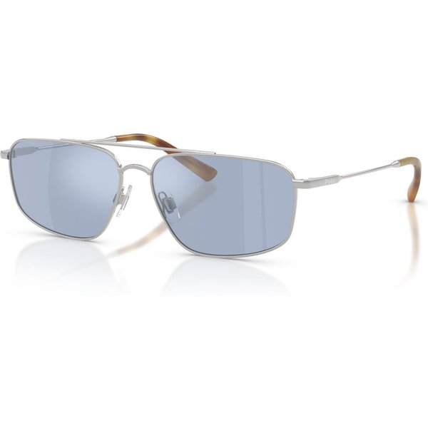 Polo Ralph Lauren PH3164 Women's Sunglasses 90011U Shiny Silver/Light Blue Mirror Silver