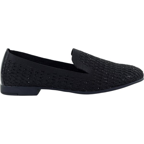 Damskie eleganckie czarne mokasyny slip on z diamencikami GOE TT2N4204