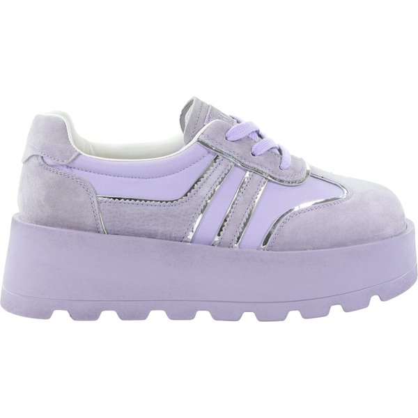 Damskie skórzane sneakersy fioletowe na platformie GOE TT2N4054