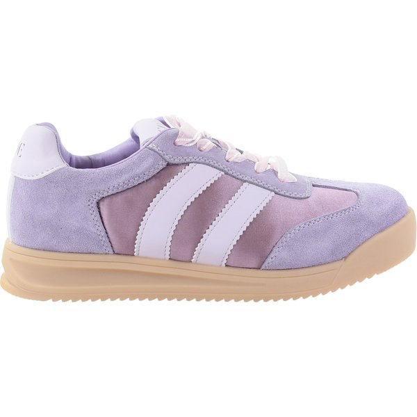 Damskie skórzane sneakersy oldschool z ozdobną sznurówką filoetowe GOE TT2N4059