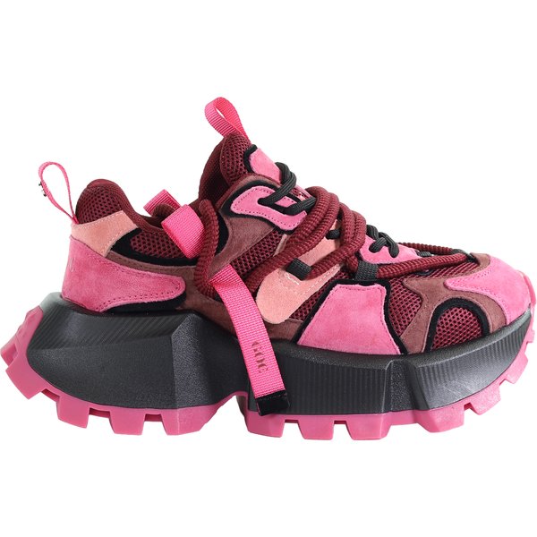 Damskie skórzane sneakersy różowe GOE UU2N4011