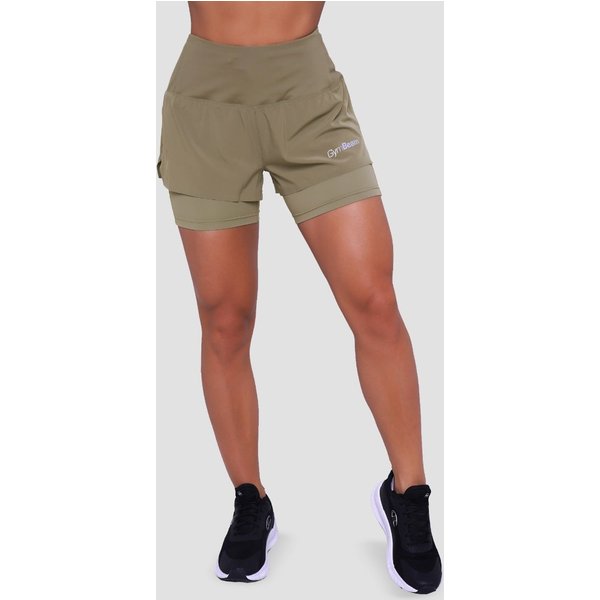 GymBeam Pulse 2in1-Laufshorts für Frauen in Vetiver M