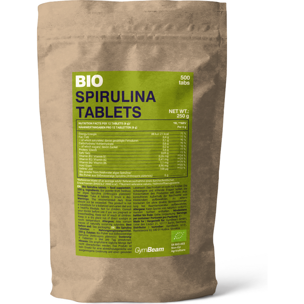 GymBeam BIO Spirulina Tabletten 500 Tabletten ohne Geschmack
