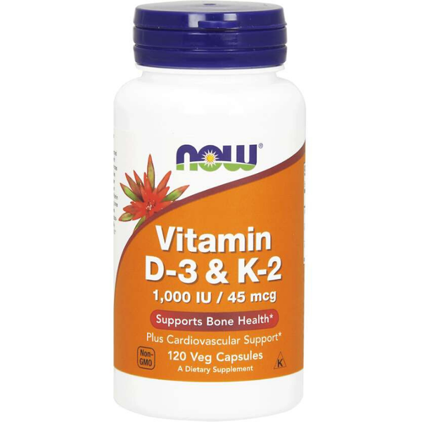 NOW Foods Vitamin D3 & K2 120 Kapseln