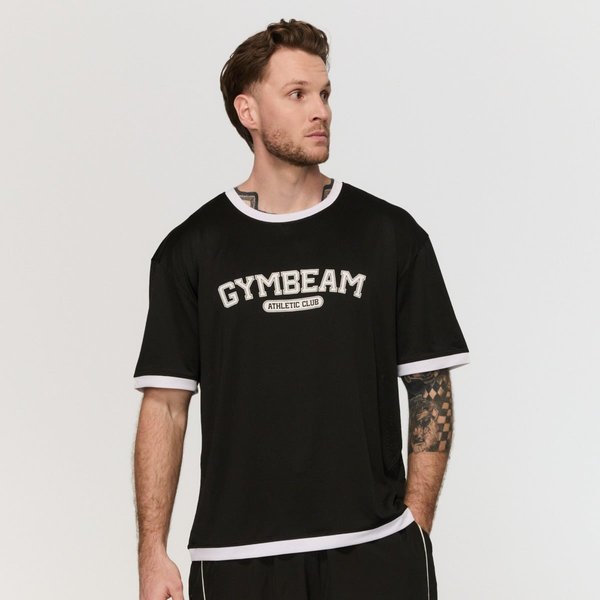 GymBeam Oversized Varsity T-Shirt in Black M