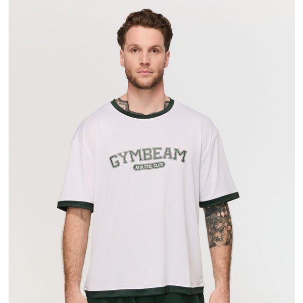 GymBeam Oversize Varsity T-Shirt in White M