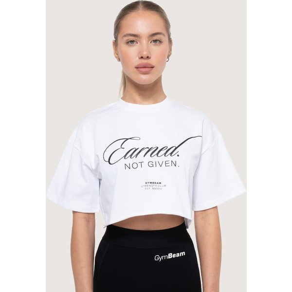 GymBeam Earned Cropped T-Shirt für Frauen in White S